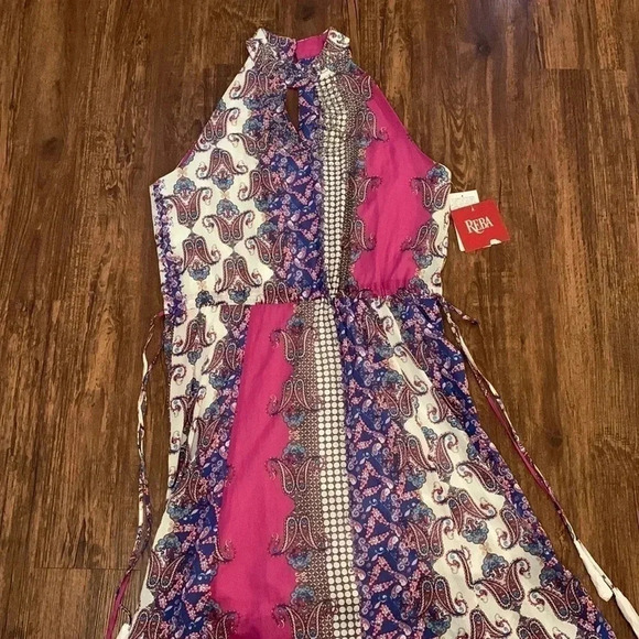 Reba Mosaic Print Dress Colorful Size Large NWT - Picture 2 of 13